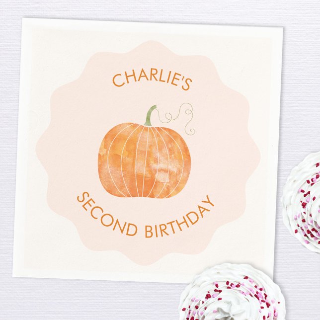 Pumpkin Herbst 2. Geburtstag Serviette (Pumpkin 2nd second birthday paper party napkin)