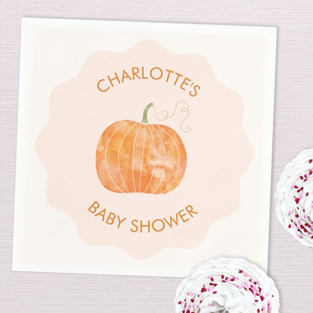 Pumpkin Herbst Babydusche Personalisiert Serviette (Personalized pumpkin autumn fall baby shower party paper napkins)