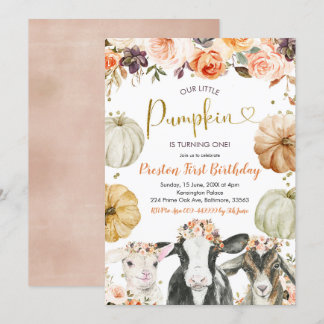 Pumpkin Herbst Blumenfarm Geburtstag Einladung