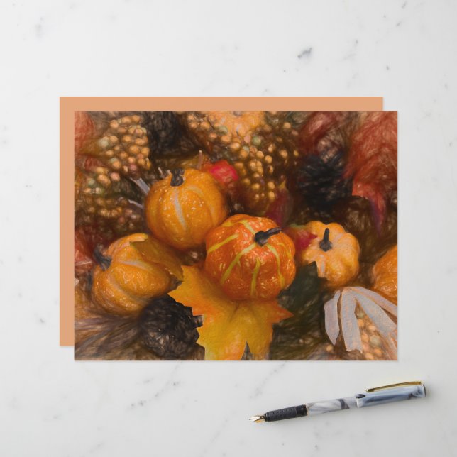 Pumpkin Herbst Burnt Orange Vintage Antike Kunst (Vorderseite/Rückseite Beispiel)