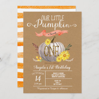 Pumpkin Herbst Erster 1. Geburtstag Einladung