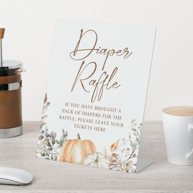 Pumpkin Herbst Herbst Babydusche Windeln Raffle Sockelschild (In SItu)