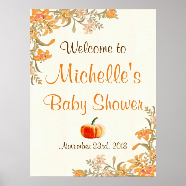 Pumpkin Herbst Herbst Boho Babydusche Begrüßungsze Poster (Vorne)