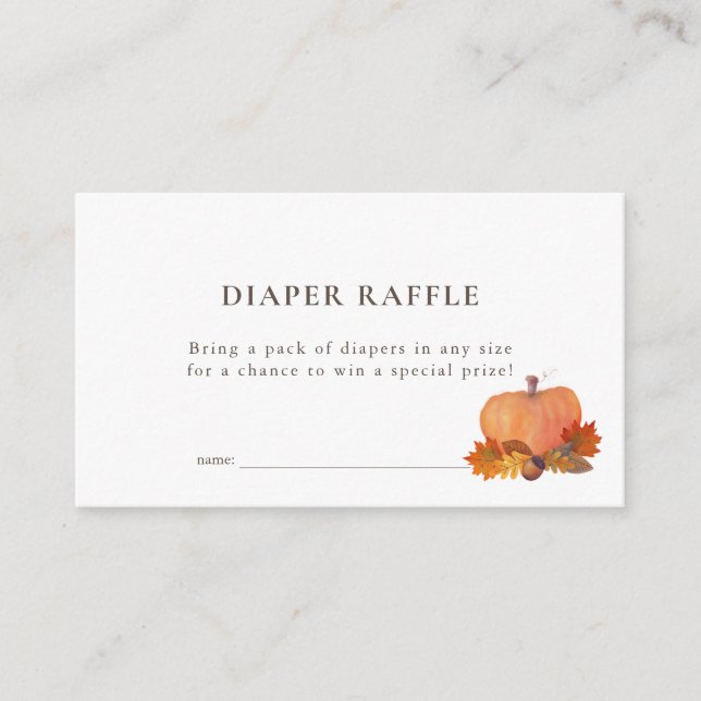 Pumpkin Herbst lässt White Diaper Raffel Ticket Begleitkarte (Vorderseite)