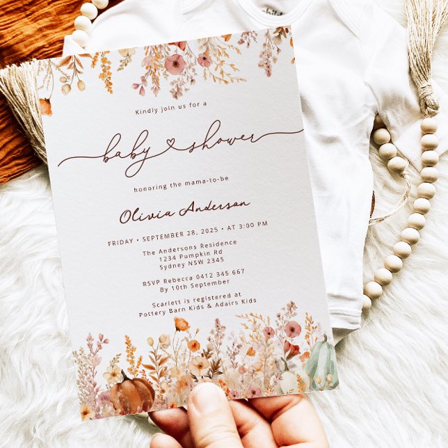 Pumpkin Herbst Wildblumen Kinderdusche Einladung (Von Creator hochgeladen)