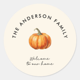 Pumpkin Herbst Willkommen in unserer Wohngestaltun Runder Aufkleber