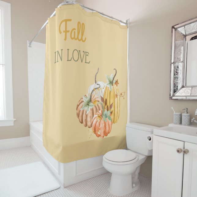 Pumpkin Herbstfall Butternut Gelbe Seite Brown Duschvorhang (Beispiel)