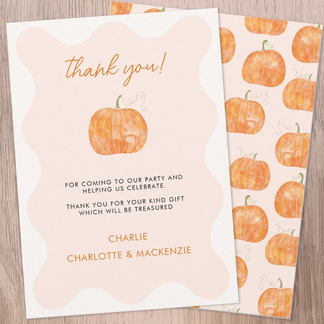 Pumpkin Herbstfall Danke Karte (Cute pumpkin personalized autumn fall themed thank you card)