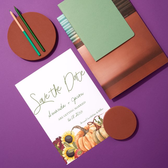 Pumpkin Herbstflorale Hochzeit im Herbst Save the  (Pumpkin Autumn Floral Fall Wedding Save The Date Invitation)
