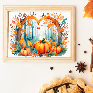 Pumpkin Herz Autumn Forest Wall Poster