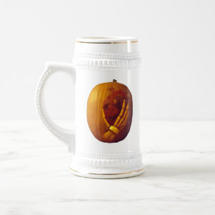 Pumpkin, Herz in Skeletthand Bierglas