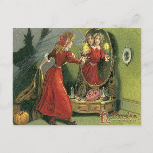 Pumpkin Hexe Black Cat Ghost Postkarte (Vorderseite)