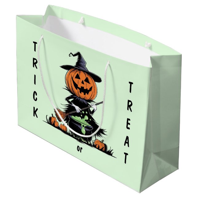Pumpkin Hexe Große Geschenktüte (Rückseite Schrägansicht)