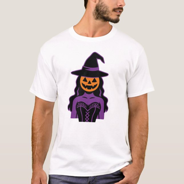 Pumpkin Hexendesign | Spooky Lady Art T-Shirt (Vorderseite)
