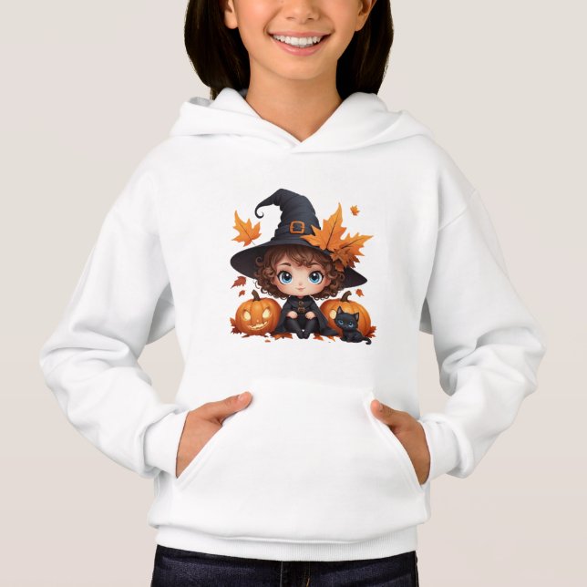 Pumpkin Hexenhut Cat Halloween Hoodie (Vorderseite)