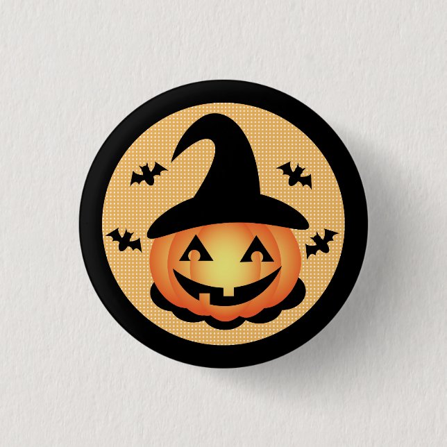 Pumpkin-Hexenkopf Button (Vorderseite)