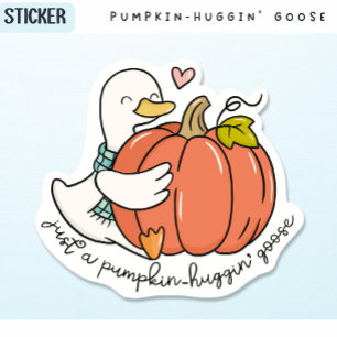 Pumpkin-Huggin-Gans mit Herzensherz und gemütlich Aufkleber