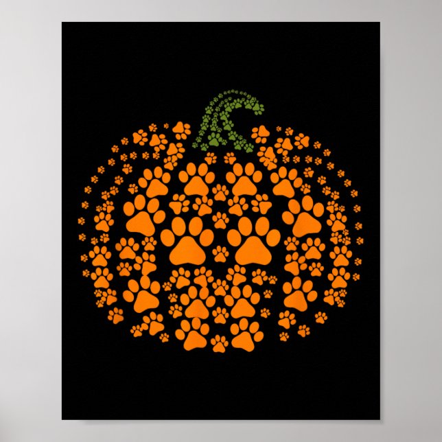 Pumpkin Hund Katzenpaw Print Halloween Päpsel Love Poster (Vorne)