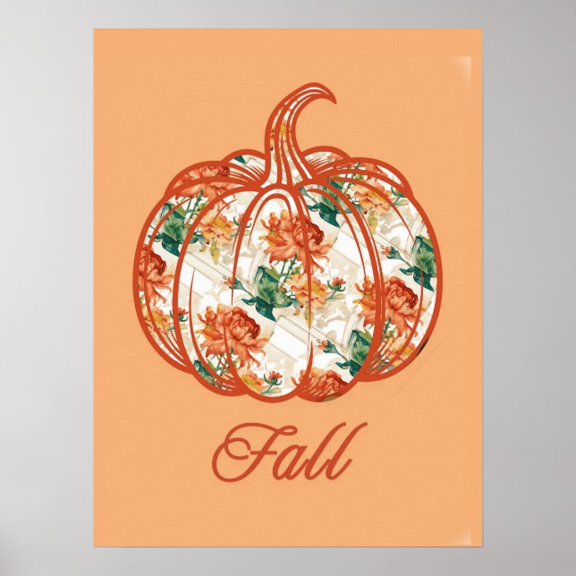 Pumpkin in a Chrysanthemum Pattern Poster (Vorne)