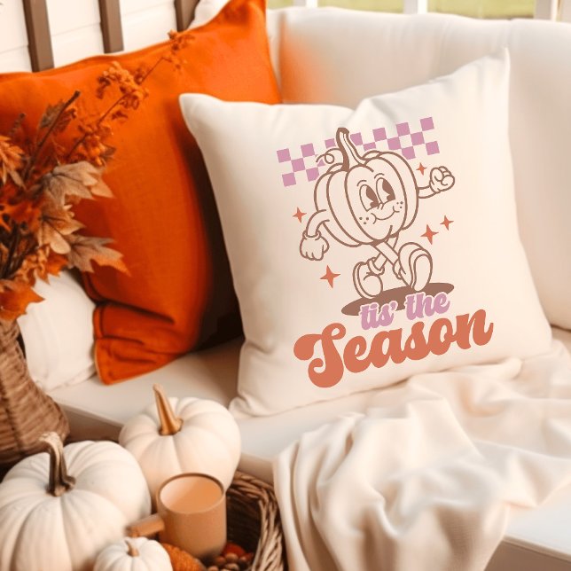 Pumpkin ist die Saison Herbst Retro Groovy Kissen (Von Creator hochgeladen)