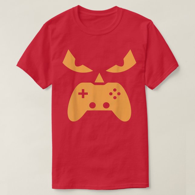 Pumpkin Jack O Lantern Face Game Controller Gaming T-Shirt (Design vorne)