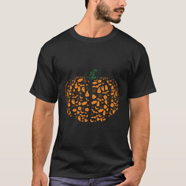 Pumpkin Jack-O-Lantern Image Cloud Halloween T-Shirt (Vorderseite)