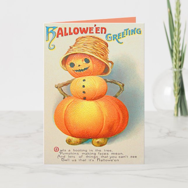 Pumpkin Jack O' Lantern Snowman Karte (Vorderseite)