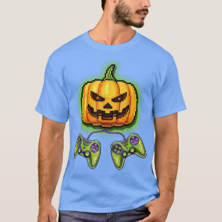 Pumpkin Jack-O-Lantern Videospielcontroller Hallo T-Shirt