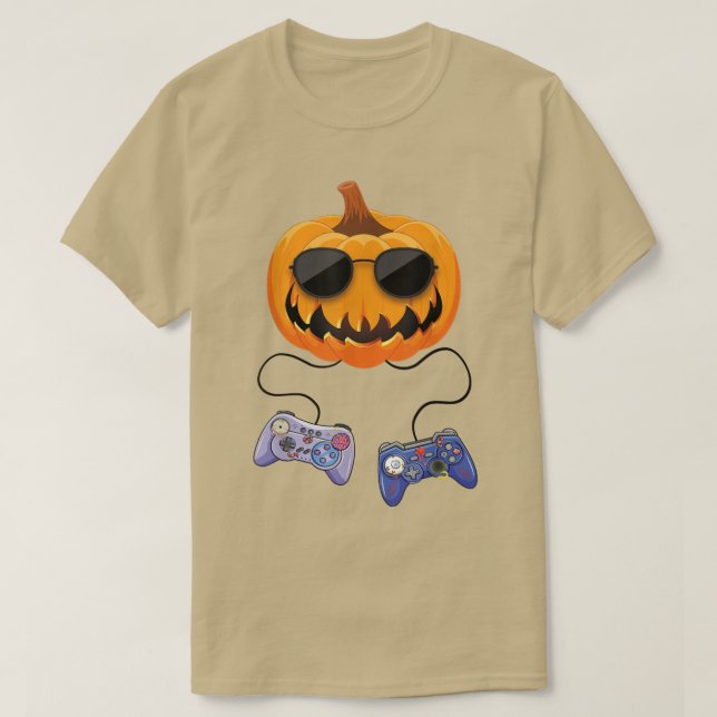 Pumpkin JackOLantern Video Game Controller Hallowe T-Shirt (Design vorne)