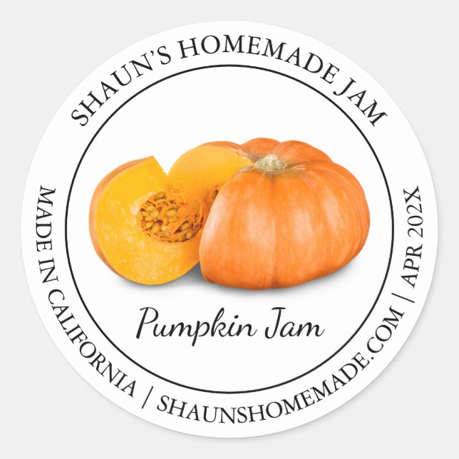 Pumpkin Jam Modern Label Runder Aufkleber (Vorderseite)