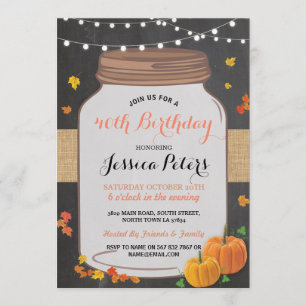 Pumpkin Jar 40. Geburtstag Party Chalk Einladung 5