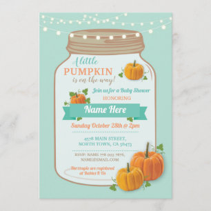 Pumpkin Jar Fall Mint Lights Babydusche Einladung