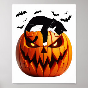 Pumpkin Katze Tuxedo Halloween bringen Spannung fü Poster