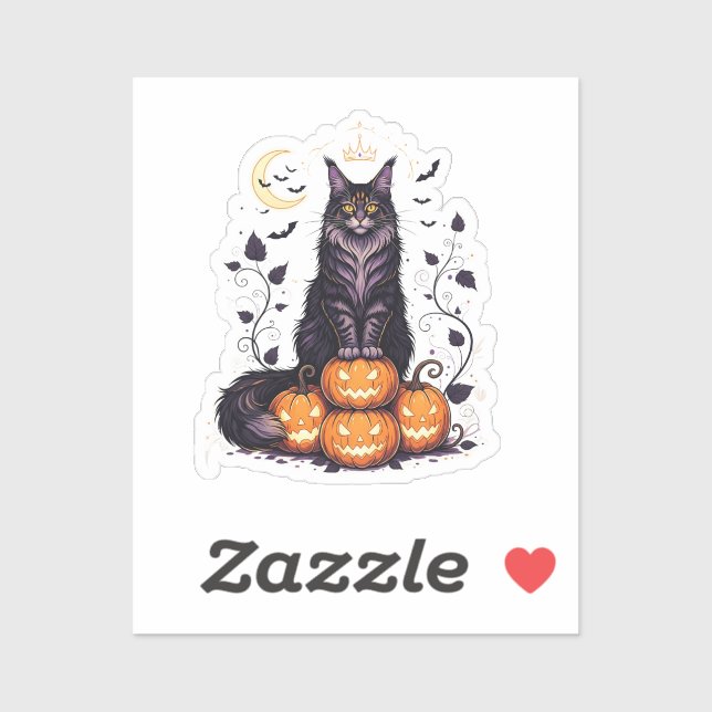 Pumpkin King Coon - Maine Coon Halloween Aufkleber (Blatt)