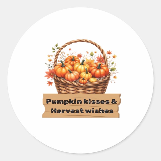 Pumpkin Kisses & Harvest Wünsche Fall Design Overs Runder Aufkleber (Vorderseite)