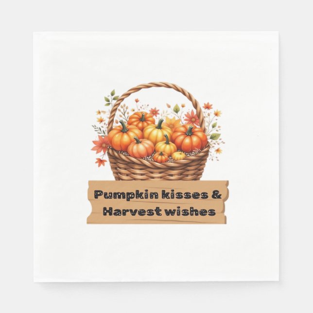 Pumpkin Kisses & Harvest Wünsche Fall Design Overs Serviette (Vorderseite)