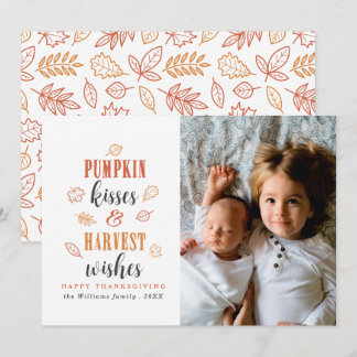 Pumpkin Kisses & Harvest wünscht Foto-Karten Einladung