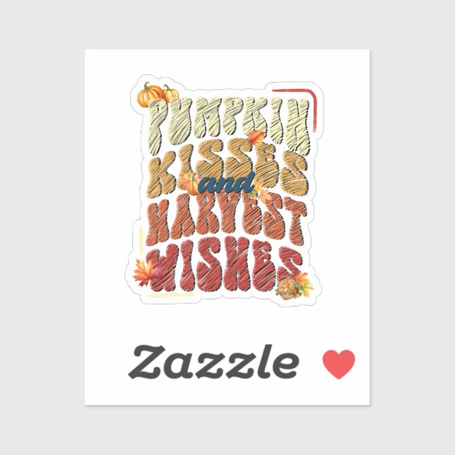 Pumpkin Kisses und Erntewünsche, Herbst Aufkleber (Blatt)
