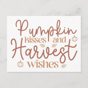 Pumpkin Kisses und Harvest Wünsche Postkarte