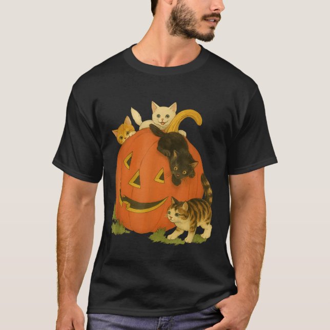 Pumpkin Kittens Halloween Spooky Kitten T-Shirt (Vorderseite)