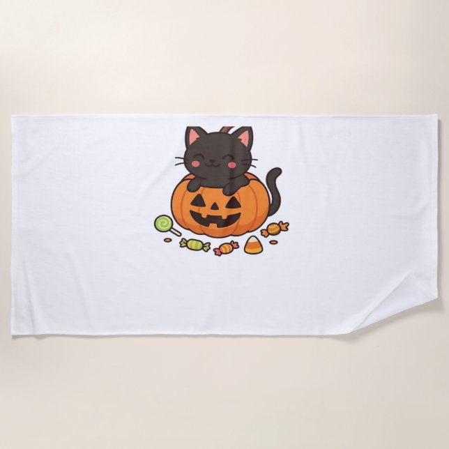 Pumpkin Kitty Parade Essential T - Shirt Strandtuch (Vorderseite)
