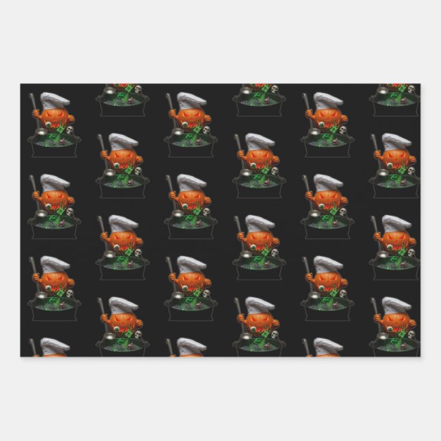 Pumpkin Koch Halloween - Spooky Cauldron Design Geschenkpapier Set (Vorderseite)