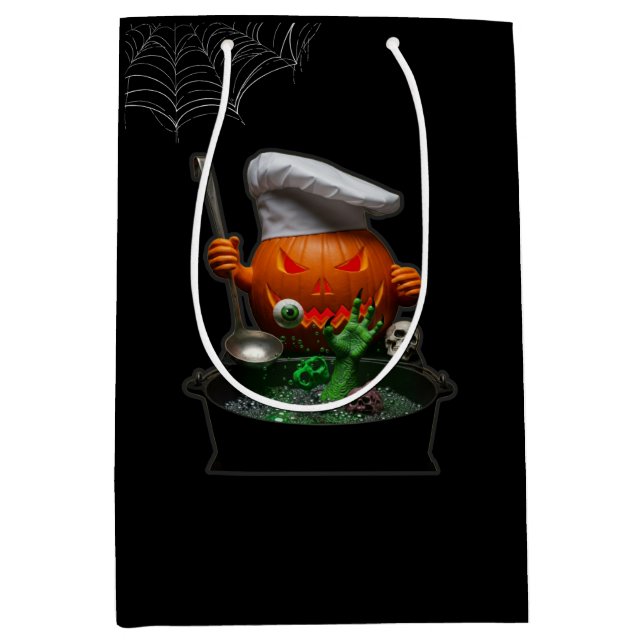 Pumpkin Koch Halloween - Spooky Cauldron Design Mittlere Geschenktüte (Vorderseite)
