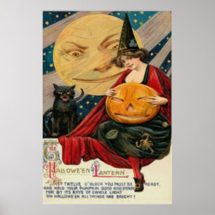 Pumpkin Kürbislaterne Hexenkatze Poster