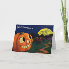 Pumpkin Kürbislaterne Mann auf dem Mond Karte