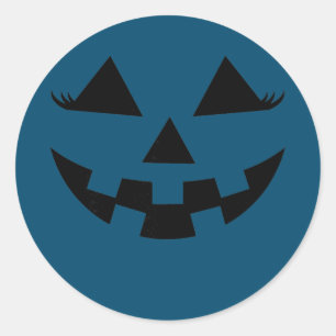 Pumpkin-Kürbislaterne mit Girl-Eyelashes Runder Aufkleber