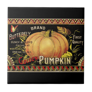Pumpkin Label Antique Butterfly Marke Fliese