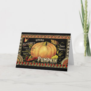Pumpkin Label Antique Butterfly Marke Karte
