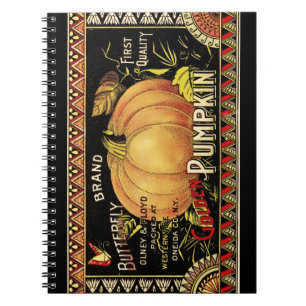 Pumpkin Label Antique Butterfly Marke Notizblock