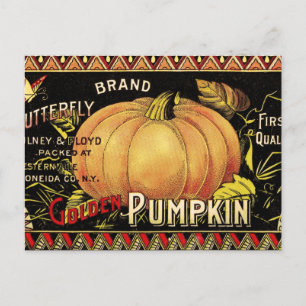 Pumpkin Label Antique Butterfly Marke Postkarte
